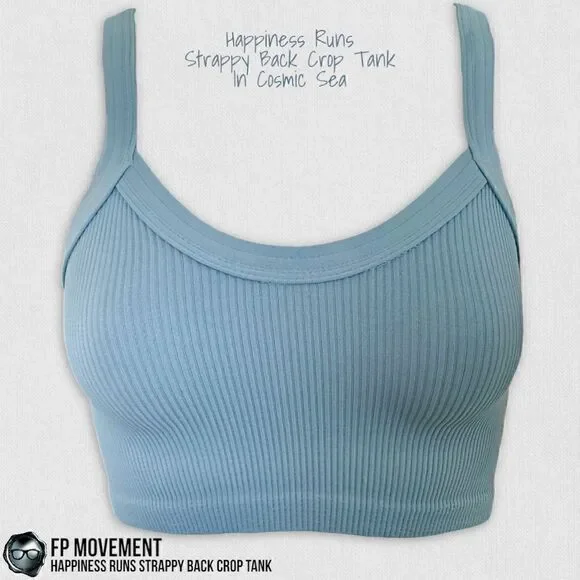 FP MOVEMENT HAPPINESS RUNS STRAPPY BACK CROP TANK + GOOD KARMA LEGGINGS BLUE HUE - Picture 7 of 16